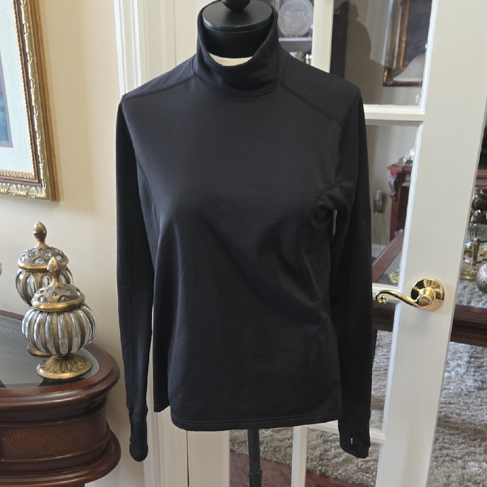Nike Dri-Fit Women's Black Turtleneck Top Long Sleeve With Thumb Holes Sz Lg EUC